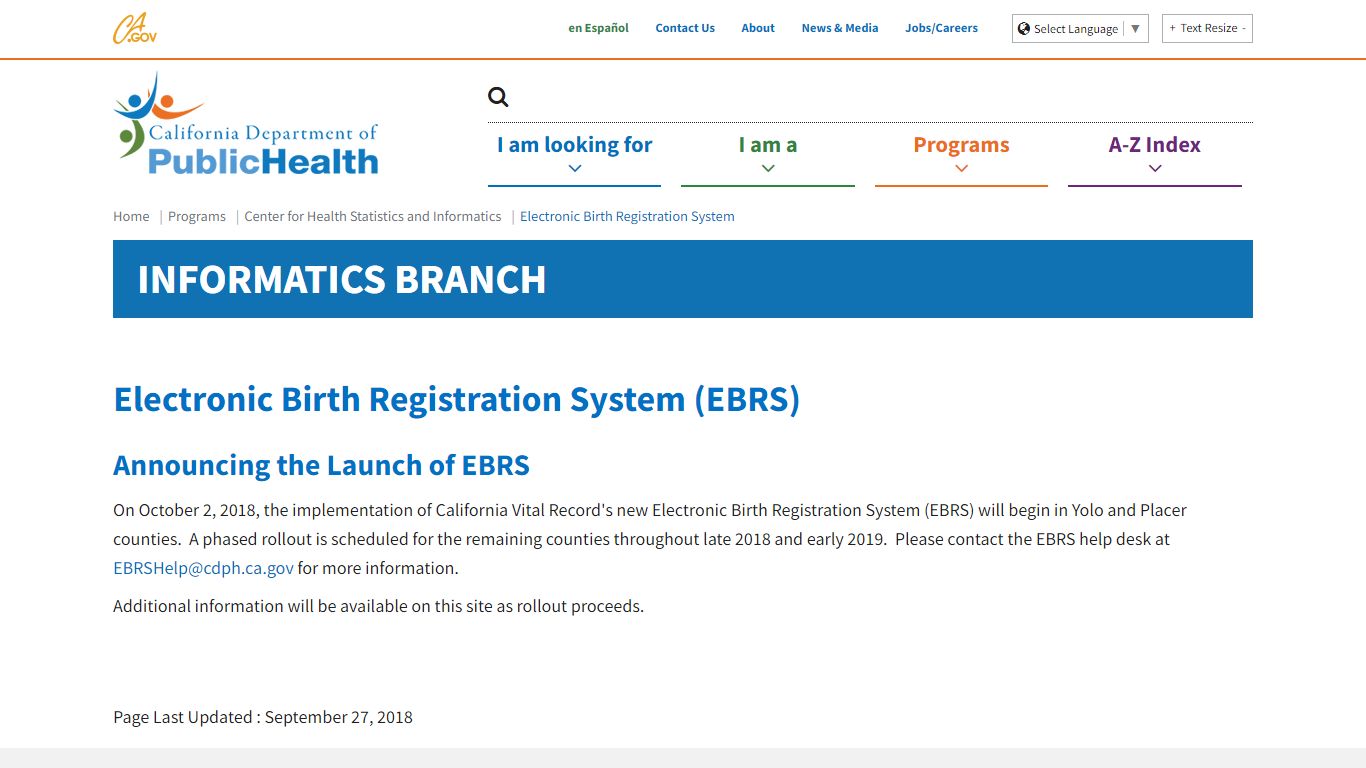 Electronic Birth Registration System - California